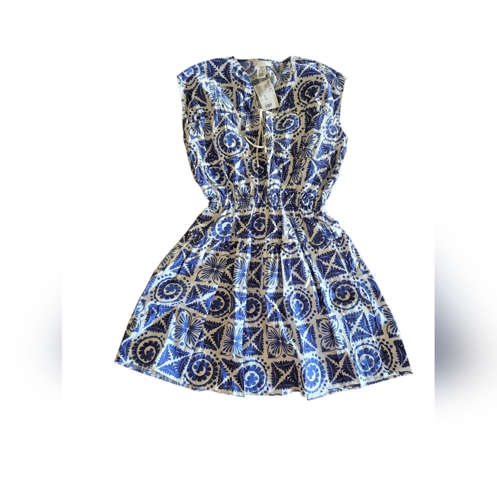 H&M Blue & White Patterned Girls' Summer Dress XS